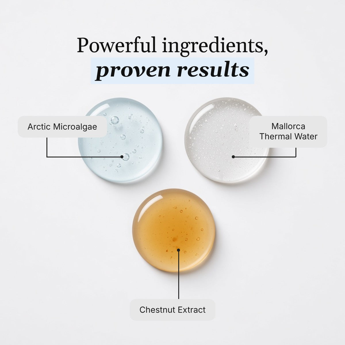 Key ingredients: Arctic Microalgae, Mallorca Thermal Water, Chestnut Extract